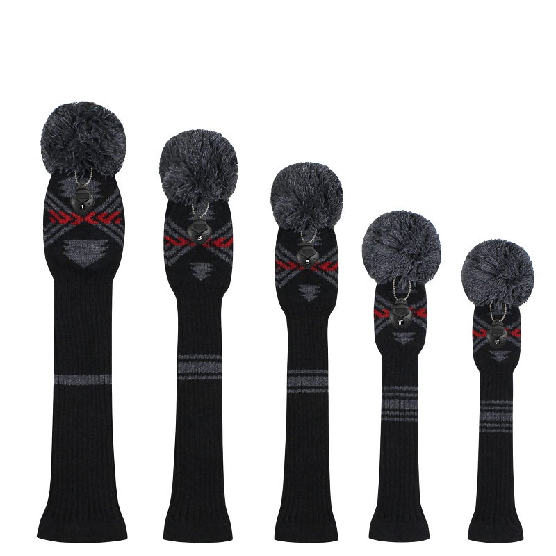 Scott Edward Abstract Pattern Dark Color Golf Headcover Set of 5 PCS, Driver Wood Cover *1, Fairway Wood Cover *2, Hybrid Cover * 2, with Rotating Number Tags. - Image 2